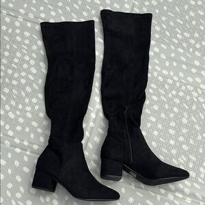 Women’s Black Suede Thigh-High Boots